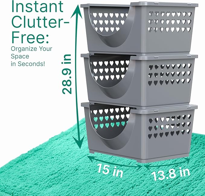 Skywin TidyFriend 3 in 1 Home Organization Kit – Stackable Storage Bins, Laundry Detergent Stand & Refrigerator Egg Drawer, Perfect Holiday Gift for Moms, Homemakers & Home Organization Lovers