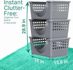 Skywin TidyFriend 3 in 1 Home Organization Kit – Stackable Storage Bins, Laundry Detergent Stand & Refrigerator Egg Drawer, Perfect Holiday Gift for Moms, Homemakers & Home Organization Lovers