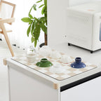 Checkered Dish Drying Mat for Kitchen Counter, Coffee Bar Station Accessories, Retro Cute Aesthetic Modern Absorbent Drainer Mat Kitchen Drying Mat Easy Clean, Beige 12" x 19"