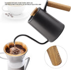 Pour Over Coffee Kettle 600ml - Stainless Steel Handle, Long Narrow Gooseneck Spout Drip Coffee Pot (Black)