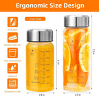 Glass Juice Bottles 6 Pack 12 oz - Wide Mouth Glass Water Bottles with Lids - for Juicing, Smoothies, Milk, Protein, BPA Free, Reusable, Stainless Steel Lids, Leak Proof, Shaker bottle (12oz/400ml)