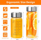 Glass Juice Bottles 12 oz - Wide Mouth Glass Water Bottles with Lids and Sleeve- for Juicing, Smoothies, Milk, Protein, Reusable, Stainless Steel Lids, Leak Proof, Shaker bottle (12oz/400ml)