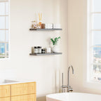 Floating Shelves for Wall, Gray Wood Wall Shelf Set of 2, 24" Walls Mounted Floating Shelf for Kitchen, Living Room, Bedroom, Bathroom Storage, Book Shelf for Walls Home Decor, Frame Display