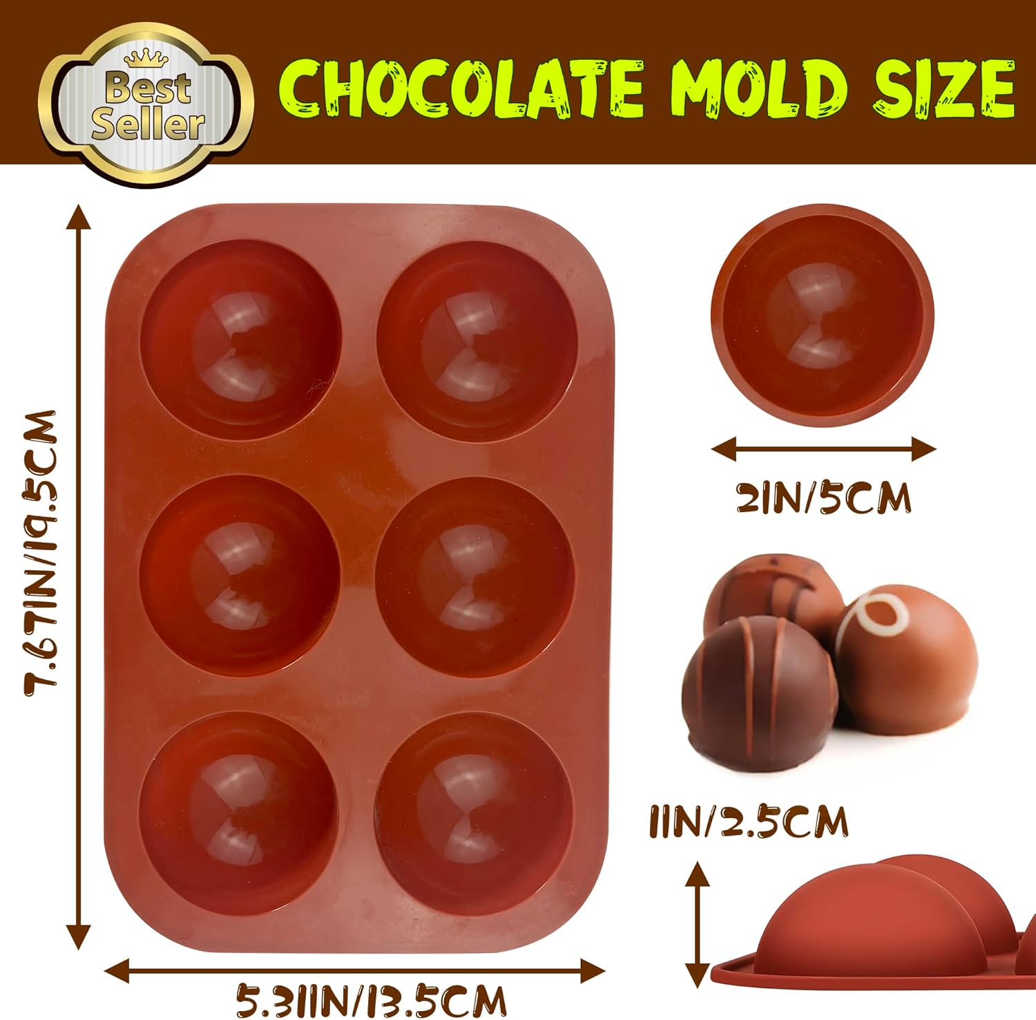 4 PCS Silicone Hot Chocolate Bomb Mold Medium Semi Sphere Silicone Mold, 2 Packs Half Sphere Silicone Baking Molds for Making Chocolate, Cake, Jelly, Dome Mousse -Diameter 2 inch