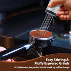 WDT tool, Espresso Distribution tools, 10 x 0.35mm 304 Stainless Steel Needles Installed with 10 Extra needles for Espresso Stirrer Replacement, Aluminum Alloy Handle with Stand (Matte Silver)