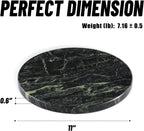 Koville Indian Natural Marble Cutting Board for Kitchen, 11inch Round Hand Crafted Marble Slab for Cheese, Charcuterie, Pastry Board - Wedding Gift, House Warming Gift(Indian Green)