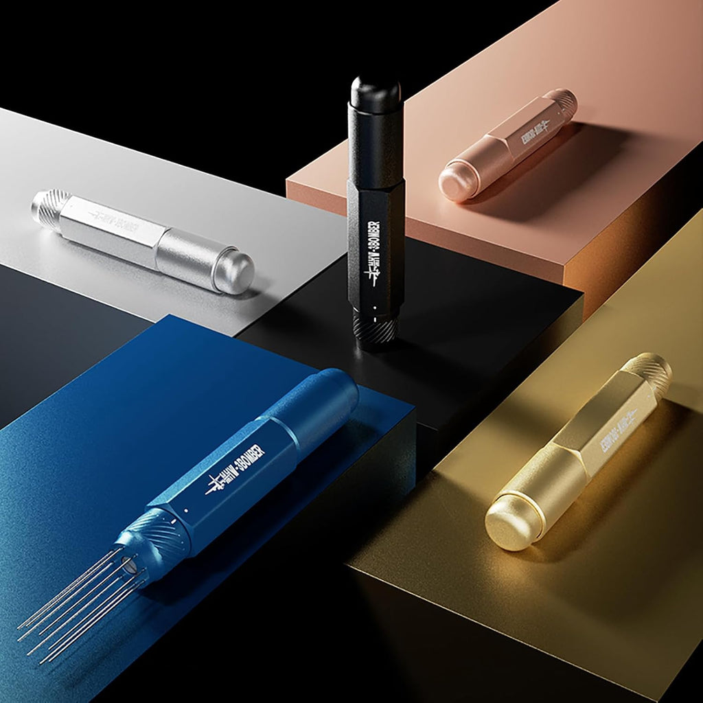 MHW-3BOMBER WDT Tool Espresso Distribution Tool Retractable Espresso Coffee Stirrer, Adjustable Range Coffee Distributor for Barista, Magnetic Store, 0.4mm 8 Needles with 8 Extra, Gold, T6190-OS