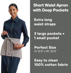 MEEMA Waist Apron with 3 Pockets | Waitress Apron | Waitress Apron with Pockets | Half Aprons With Pockets | Server Aprons Women