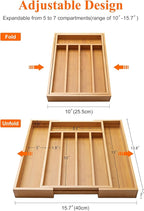 Expandable Large Kitchen Utensil Organizers Bamboo Silverware Drawer Organizer Tray Adjustable Flatware Organizer Fork Spoon Wood Cutlery Tray Cooking Utensils Holder Drawer Divider Silverware Trays