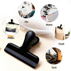 6 Pack Heavy-Duty Stainless Steel Chip Clips，3" Wide Air Tight Bag Clips for Food，Air Tight Seal Food Bag for Kitchen & Home (Matte Black)