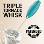 Zulay Kitchen Patented Tornado Triple Whisk Milk Frother with 4 Duracell Batteries – Handheld Foam Maker for Coffee, Lattes, Matcha & Hot Chocolate – Rich, Creamy Froth in Seconds