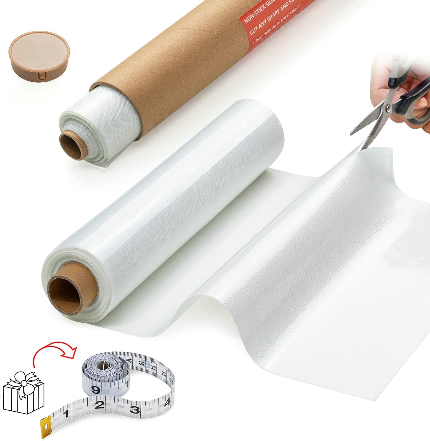 Silicone Baking Mat Roll -16IN x 10FT Non Stick Heat Resistant Food Grade Baking Mats, No Slip Reusable Freeze Dryer Mat,Pastry Mat,Countertop Protector Mat, Washable Oil-Proof Refrigerator Liners