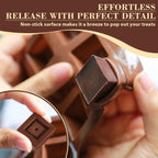 HKNMTT Chocolate Molds Silicone for Hard Candy Butter, 4 Pcs Small Bite Size Heart Star Sqaure Shapes Truffle Caramel Mould, Homemade Wax Melts Food Grade Baking Set Oven Safe Kit