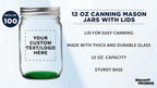 DISCOUNT PROMOS 100 Decorating Mason Jars Set, 12 oz. - Customizable Text, Logo - Canning, Aluminum Lid - Green