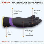 KAYGO Waterproof Work Gloves for Men and Women, Rubber Coated Non-slip Working Gloves for Garden, Outdoor Construction,KG150,Purple,S