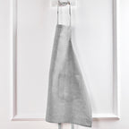 Solino Home Linen Bib Apron for Men & Women - Oyster Grey/Soft Grey Kitchen Apron with Front Pockets - Handcrafted from European Flax