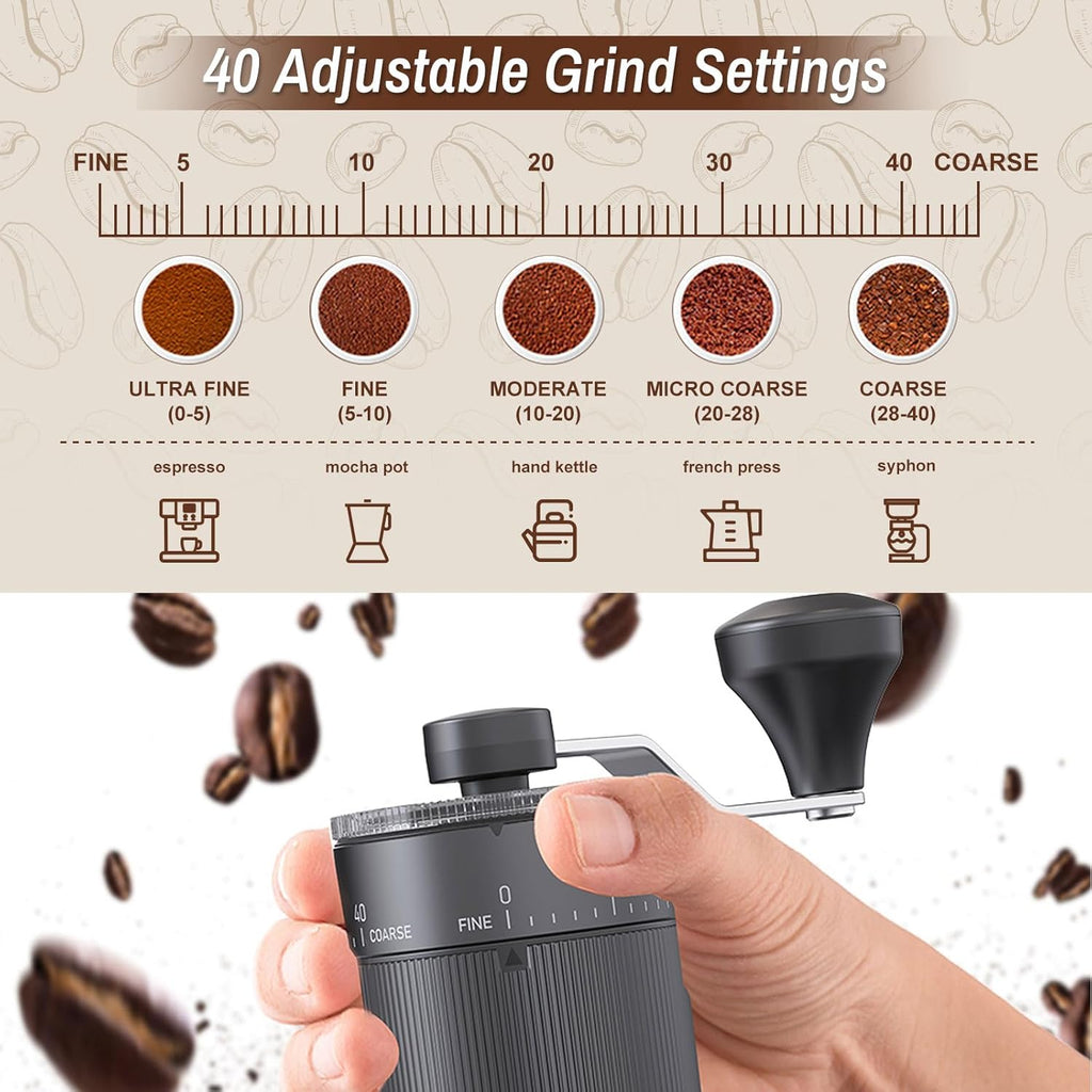 Portable Manual Coffee Grinder with 40 Adjustable Settings,Hand Coffee Bean Mill with 30g Capacity & Crank for Travel Camping Office Home(Ceramic)
