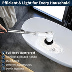 Electric Spin Scrubber - Cordless Cleaning Brush with Digital Display, 2 Speeds, 8 Brush Heads, IPX7 Waterproof, Adjustable Long Handle for Bathroom, Tub, Tile, Shower, and Car