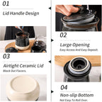 Hasense Ceramic Food Storage Jar with Airtight Lid, Coffee Cookie Containers for Kitchen Counter, 30 FL OZ Kitchen Canisters for Coffee Beans, Tea, Sugar, Candy, Black Kitchen Decor