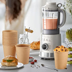 400 Pack 8 oz Kraft Paper Cups, Unbleached Disposable Paper Coffee Cups, Thickened Hot/Cold Beverage Drinking Cup for Party, Home, Cafes, Bistros, Businesses (Brown)