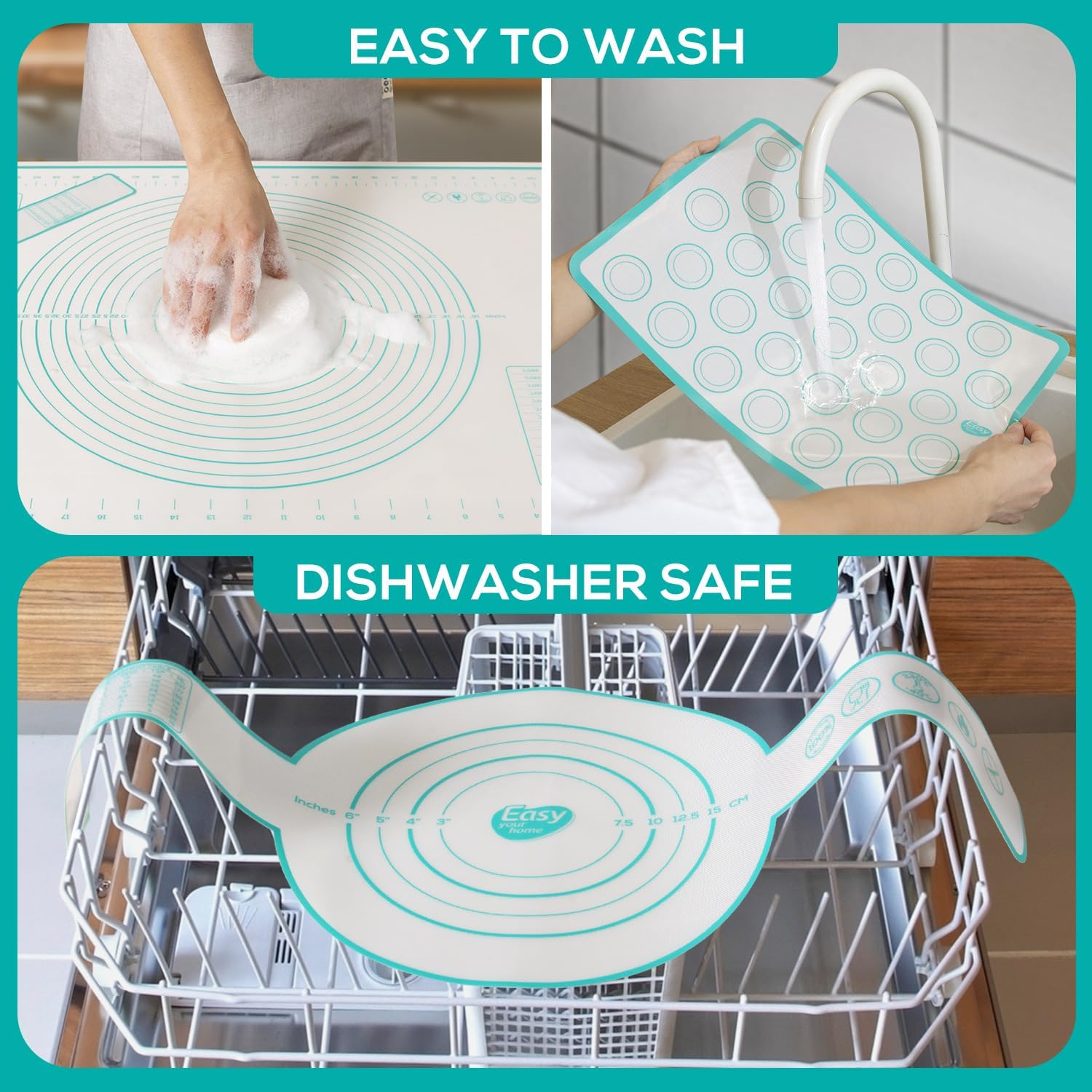 3PCS Silicone Bread sling & Silicone Baking Mat & Macaron Baking Sheet, Non-Stick Reusable Bread Making Tools for Kneading Dough Rolling Pastry and Baking Accessories