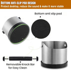 Coffee Grounds Knock Box, Small Stainless Steel Espresso Coffee Knock Box, Coffee Grind Knock Out Box with Removable Knock Bar and Coffee Brush, Coffee Grounds Container with Non-Slip Base