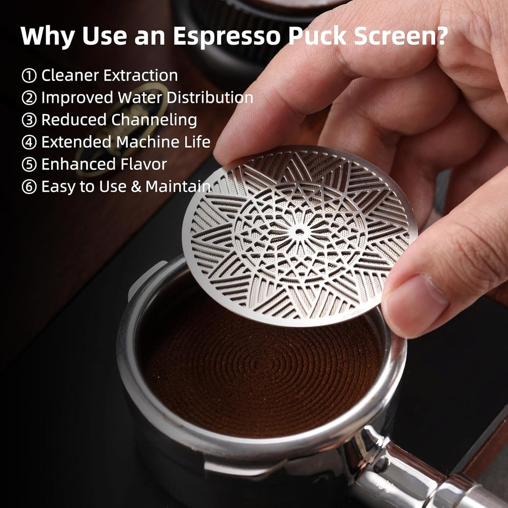 58.5 mm Puck Screen - Metal Espresso Puck Screen Reusable Coffee Filter for Espresso Portafilter Filter Basket 58.5mm Thickness (2pack, 58.5mm)