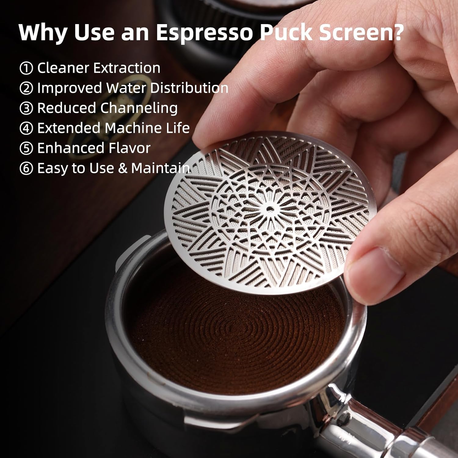 58.5 mm Puck Screen - Metal Espresso Puck Screen Reusable Coffee Filter for Espresso Portafilter Filter Basket 58.5mm Thickness (2pack, 58.5mm)