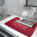 Merry Christmas Drying Mat for Kitchen Counter 18x24 Inch Christmas Dish Mat with Absorbent Reversible Microfiber Christmas Dish Drying Mat Dish Drainer Rack Pad Drainer Mat for Coffee Bar