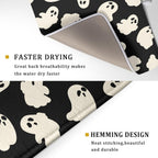 Halloween Ghost Dish Drying Mat 16X18 Inch Spooky Halloween Drying Mat for Kitchen Counter Black White Absorbent Microfiber Reversible Dishes Pad Dish Drainer Mat for Halloween Kitchen Accessories