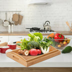 3 PCS Bamboo Serving Tray, 3 Size Nested Breakfast Bed Tray with Handle, Wood Serving Tray for Serving, Breakfast Bed Trays for Eating, Decor, Displaying Cake, Fruit