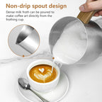 AMZCHEF 8-IN-1 Milk Frother and Steamer 550 Watts, 21 oz Split Stainless Steel Automatic Steamer, Milk's Warmer for Latte, Cappuccino, Hot and Cold Froth, Heated Milk, Hot Chocolate, Baby Food silver