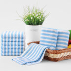 Homaxy 24 Pack Kitchen Dish Cloths, Ultra Soft and Absorbent Dish Towels, Reusable Fast Drying Microfiber Cleaning Cloth, Coral Velvet Wave Design No-lint, 10 x 10 inches, Blue