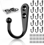 15Pcs Black Wall Mounted Coat Hooks, Hanger Hook with 30 Pieces Screws for Hanging Hat, Towel, Key, Robe, Coats, Scarf, Bag, Cap, Coffee Cup, Mugs