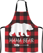Mama Bear Kitchen Cooking BBQ Chef Apron,Buffalo Plaid Apron for Men, Women - Dad Presents, Presents for Men - Birthday, Mothers Day Presents for Mom, Wife, Husband, Brother, Friends
