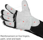 YESWELDER 16 Inches,932℉,Leather Forge MIG Welding Gloves, with Kevlar Stitching Heat/Fire Resistant, Palm Reinforcements, Black-Gray