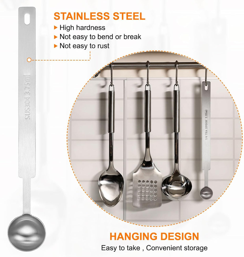 HARFINGTON Single Measuring Spoon 3/4tsp (1/4tbsp, 3.75ml) Teaspoon/Tablespoon 430 Stainless Steel Single Tiny Square Bowl Measuring Spoon Long Handle Measure Scoop