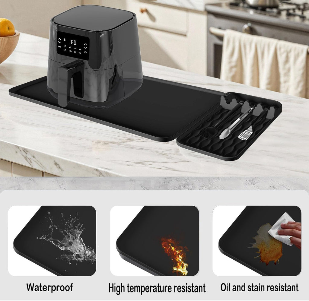 Heat Resistant Mats for Countertop,25.59''x15.75''-Hot Pad for Kitchen Countertop Protector,Silicone Air Fryer Mat with Griddle Tools Mat for Compatible with Ninja,Microwave Oven,Coffee Maker