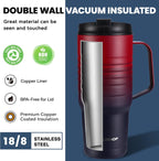 HAUSHOF 24 oz Travel Mug with Handle, Stainless Steel Vacuum Insulated Coffee Travel Mug, Double Wall Travel Mugs with Leakproof Lid, BPA Free
