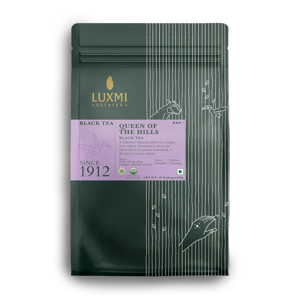 Luxmi Estates Queens Black Tea Blend 50 Tea Bags (100gm) Pack | Organic Black Tea | 50 Cups Bulk Pack