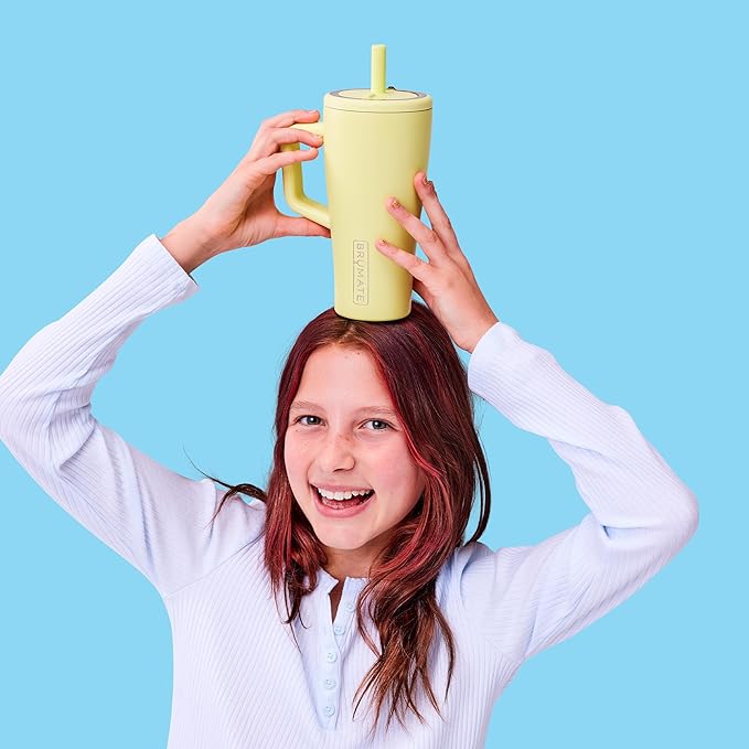 BrüMate Era 20 oz Tumbler with Handle and Straw | 100% Leakproof Insulated Tumbler with Lid and Straw | Made of Stainless Steel | Cup Holder Friendly Base | 20oz (Blue Agave)