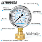 MEANLIN MEASURE 0~200Psi Stainless Steel Frame 3/4" Female 2.5" FACE DIAL Liquid Filled Pressure Gauge WOG Water Oil Air Water Pressure Test Table with Sealing Ring