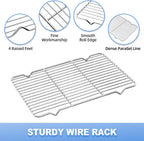 Baking Sheet with Wire Rack Set, Stainless Steel Cookie Sheet Baking Pan Toaster Oven Tray with Cooling Rack, 12.4 x 10 x 1 Inch Quarter Sheet Pan - Non Toxic & Dishwasher Safe