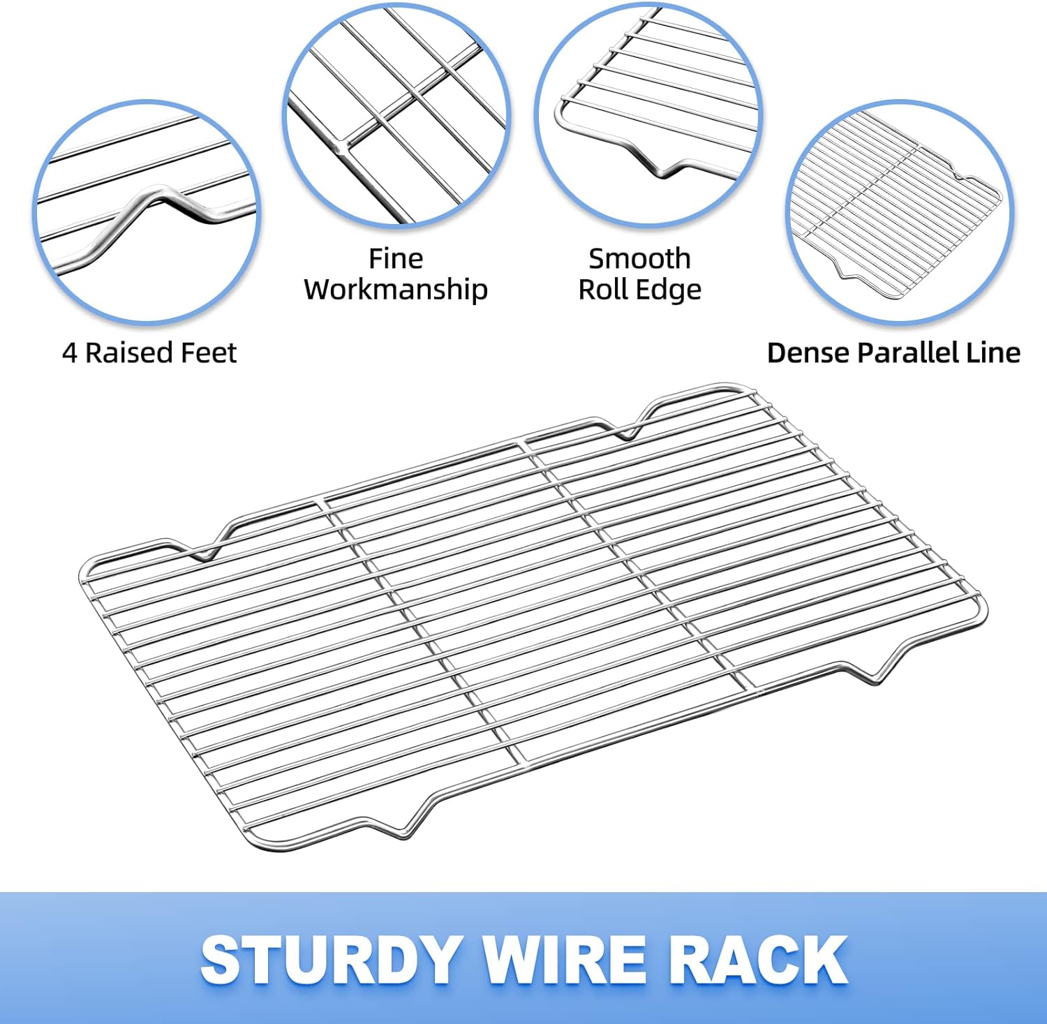 Baking Sheet with Wire Rack Set, Stainless Steel Cookie Sheet Baking Pan Toaster Oven Tray with Cooling Rack, 12.4 x 10 x 1 Inch Quarter Sheet Pan - Non Toxic & Dishwasher Safe
