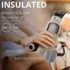 Stainless Steel Water Bottle with Straw, Infuser & 3 Lids: 18/32 OZ Leak-Proof Vacuum Insulated ACTIVE FLASK Drinking Bottles Hot Cold: Double Walled Outdoor Drink Thermo Mug Tea Coffee Sport Gym Bike