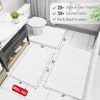 Arotive Luxury Chenille Bathroom Rug Mat, Extra Soft Thick Absorbent Shaggy Bath Rugs, Non-Slip Machine Wash Dry, Plush Bath Mats for Bathroom, Shower and Tub, 50x30, White