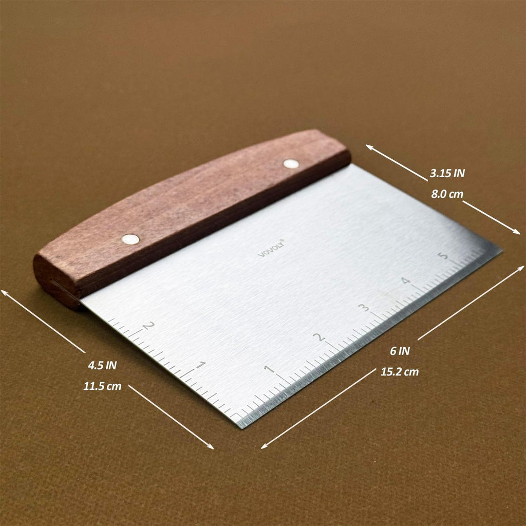 Vovoly Multipurpose Bench Scraper Kitchen Utensil for Flat Top Griddle, Dough Scraper Cutter for Bread and Pizza Cutter - Stainless Steel Metal Griddle Scraper Chopper