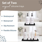 Countertop and Vanity Tray - 2 PC (11” and 7”) Shatterproof Silicone Kitchen and Bathroom Trays for Counter, Kitchen Soap Dispenser Tray, Vanity Trays for Bathroom, Perfume Key Tray