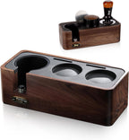 Bincoo Espresso Tamper Station - Walnut Wood Espresso Organizer for Storage 51-58mm Tamper,Distributor,Portafilter,Puck Screen,Coffee Station Holder for Coffee Bar, Adjustable Height