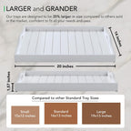 Large Wooden Serving Tray with Handles 20 x 14 inch Decorative Coffee Table Ottoman Tray for Living Room Extra Large for Kitchen Dinner Food Bar Breakfast in Bed (Color White)